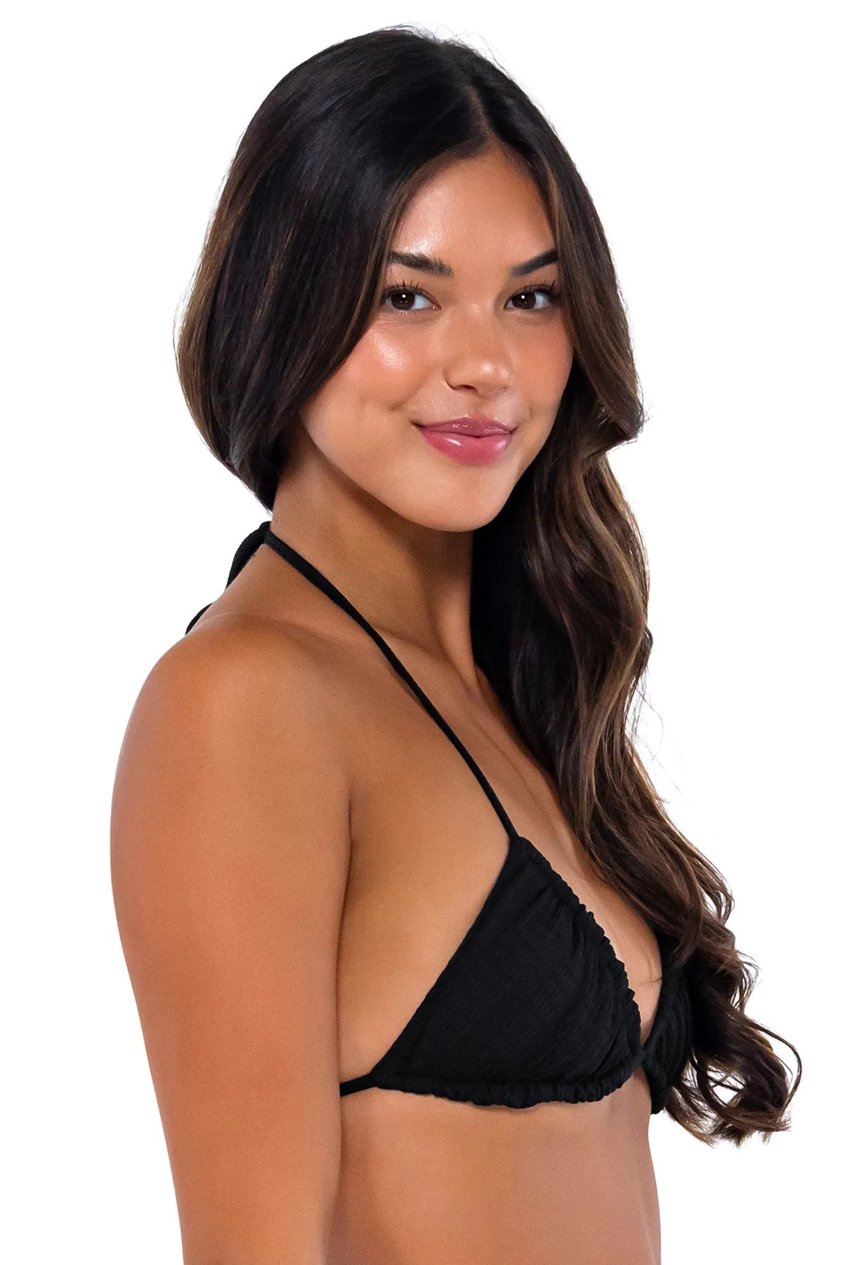 B Swim Black Baja Rib Ginny Top