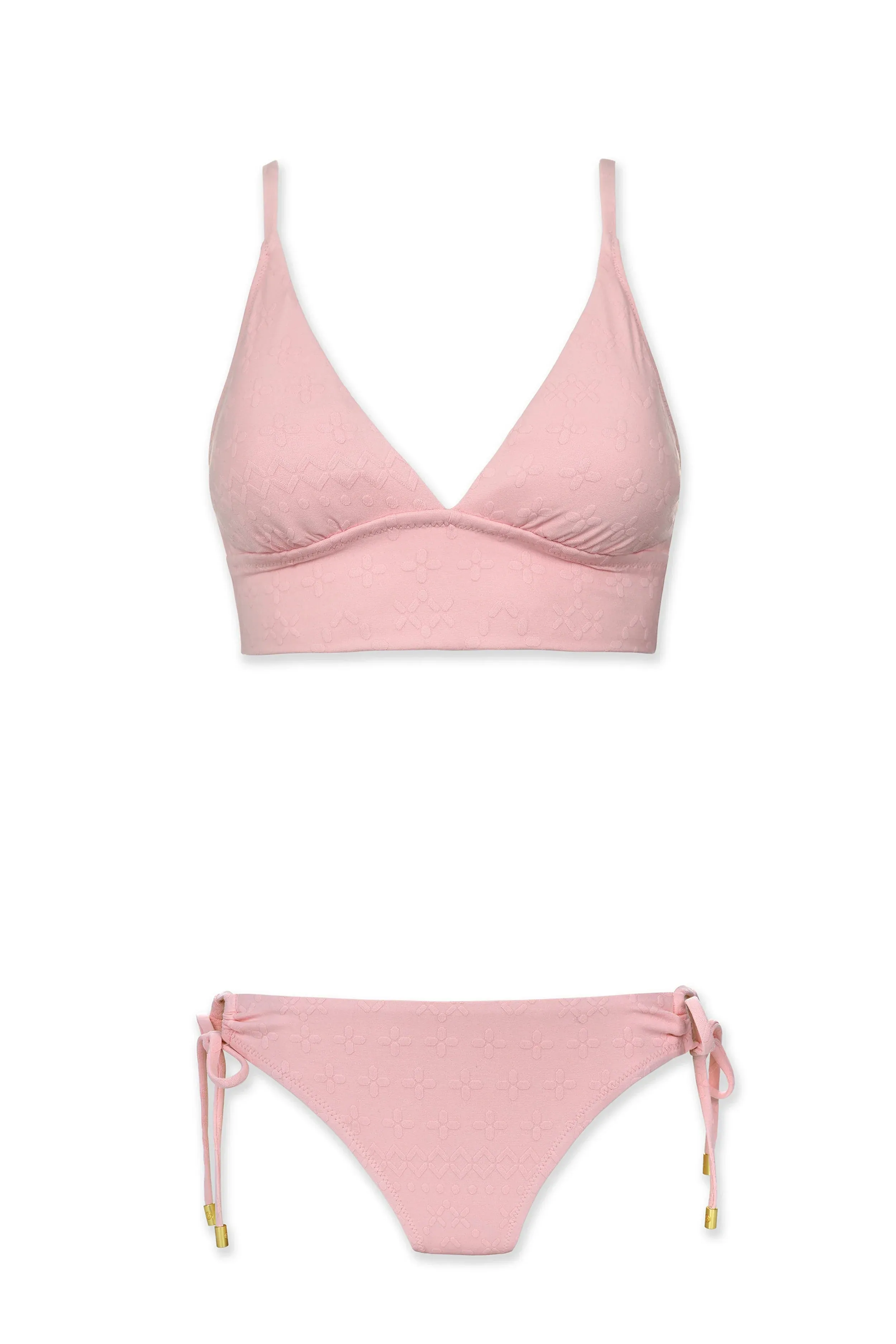 Banded Bikini Top  |  Jacquard Textured Shell Pink