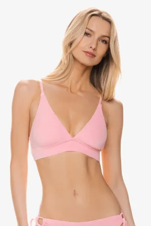 Banded Bikini Top  |  Jacquard Textured Shell Pink
