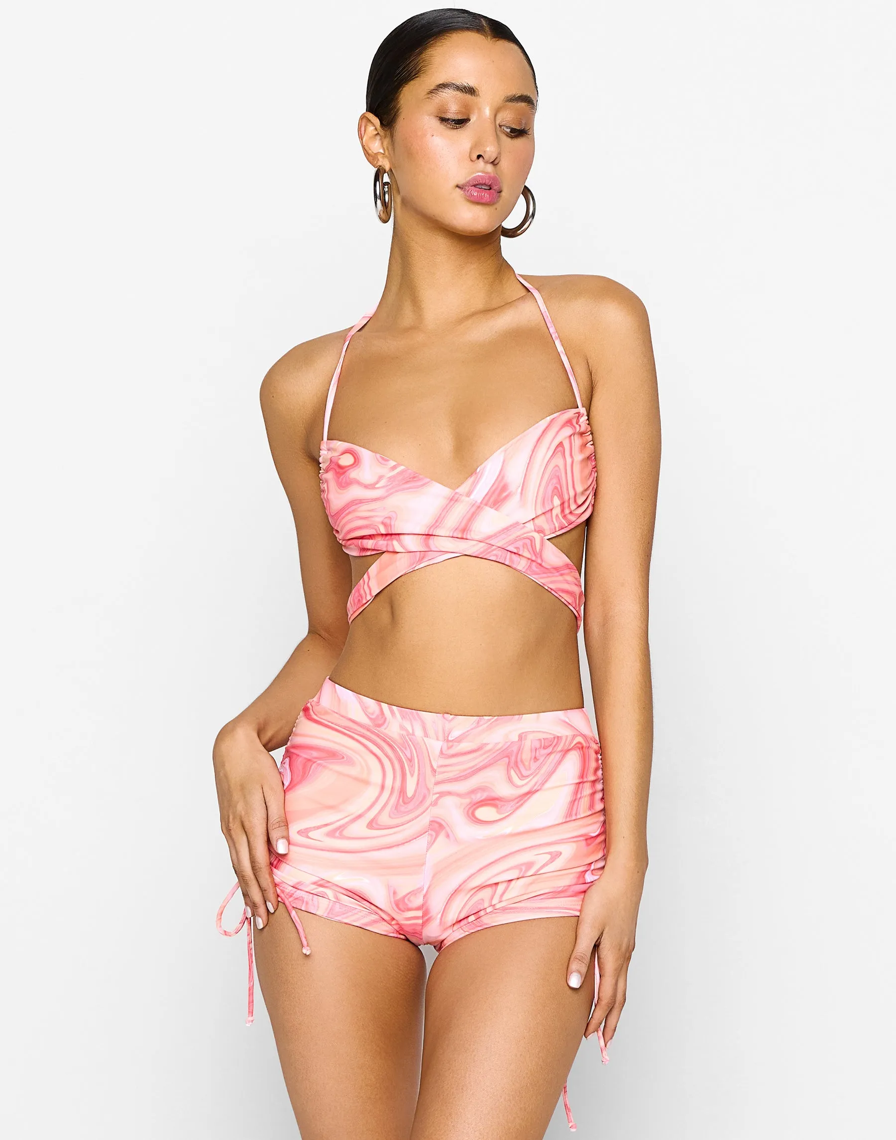 Elsa Wrap Top by Summer Haus - Pink/Orange Multi