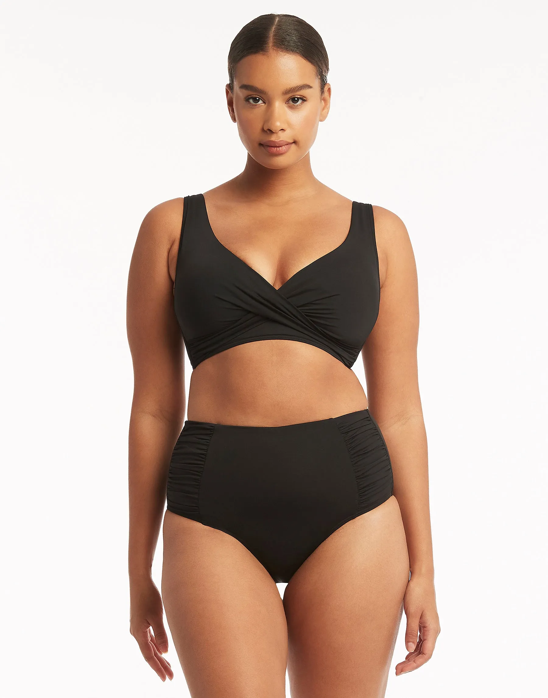 Essentials Multifit Halter Top by Sea Level - Black