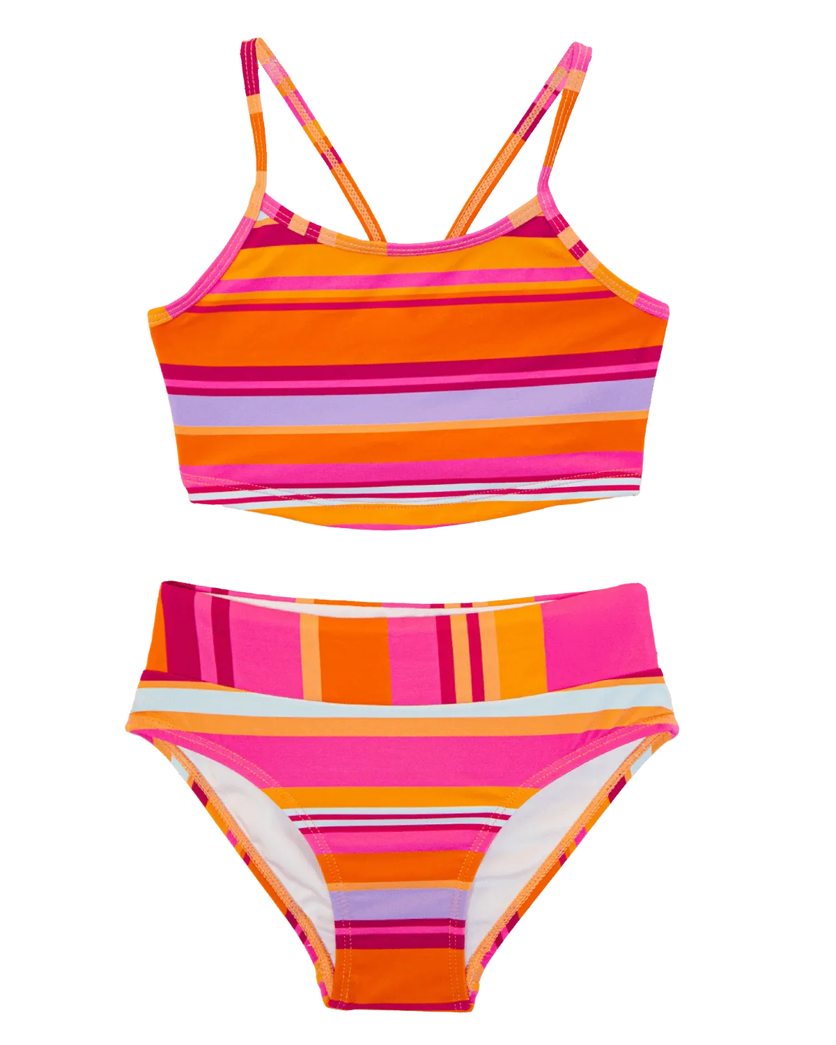 Girls Sunset Stripe Scoop Neck Crop Set