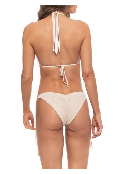 Guria Off-White Crinkle Lurex Reversible Triangle Top