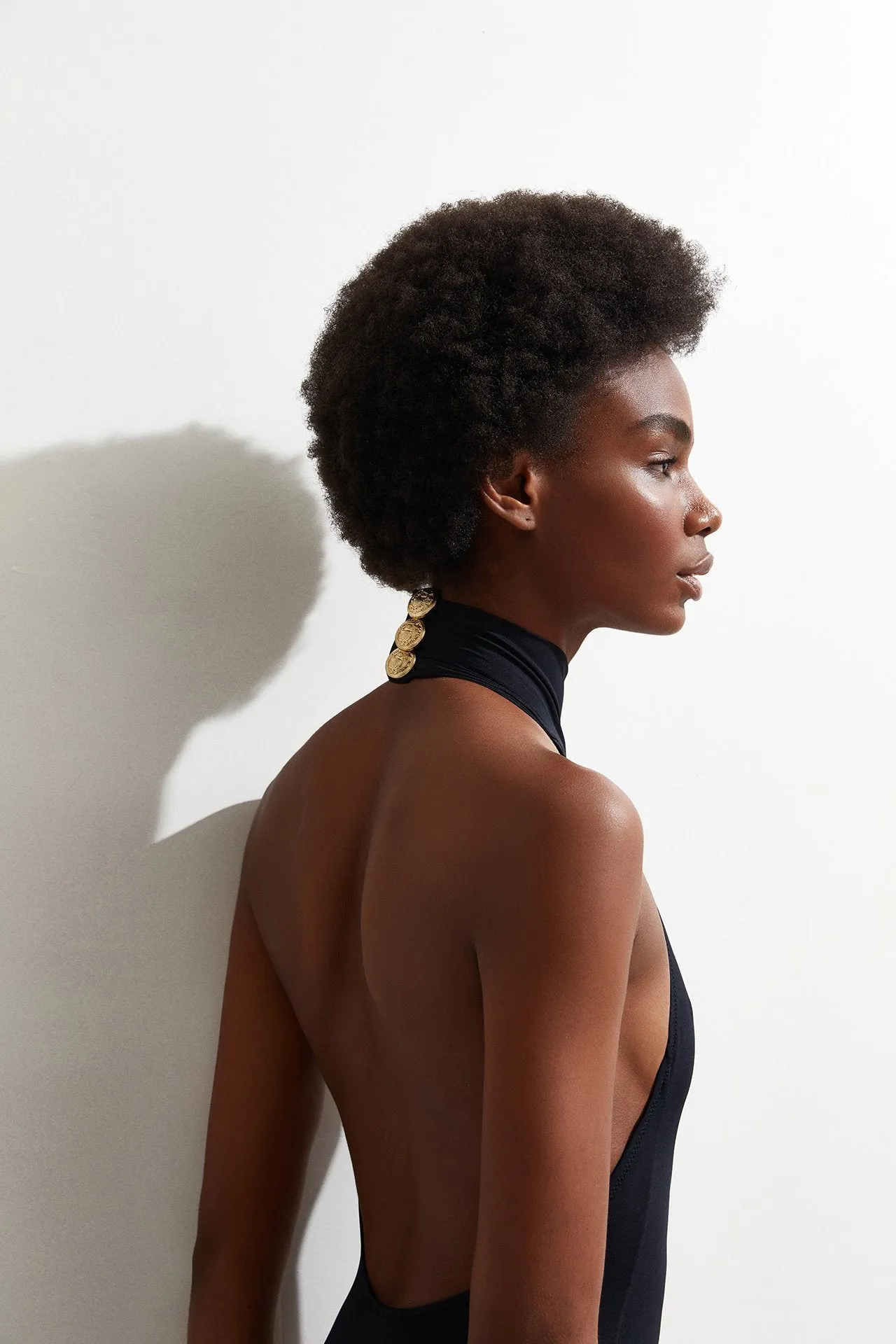 High Neck W/Gold Buttons