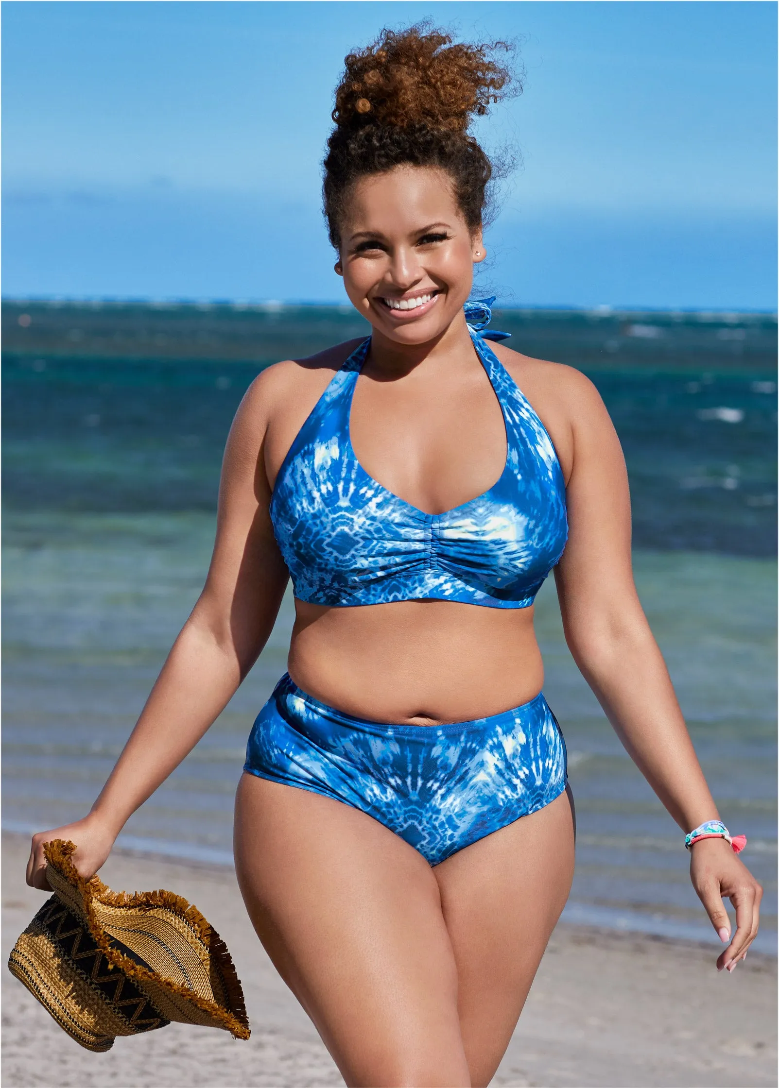 High-Waist Bikini Bottom - Blew Tie Dye