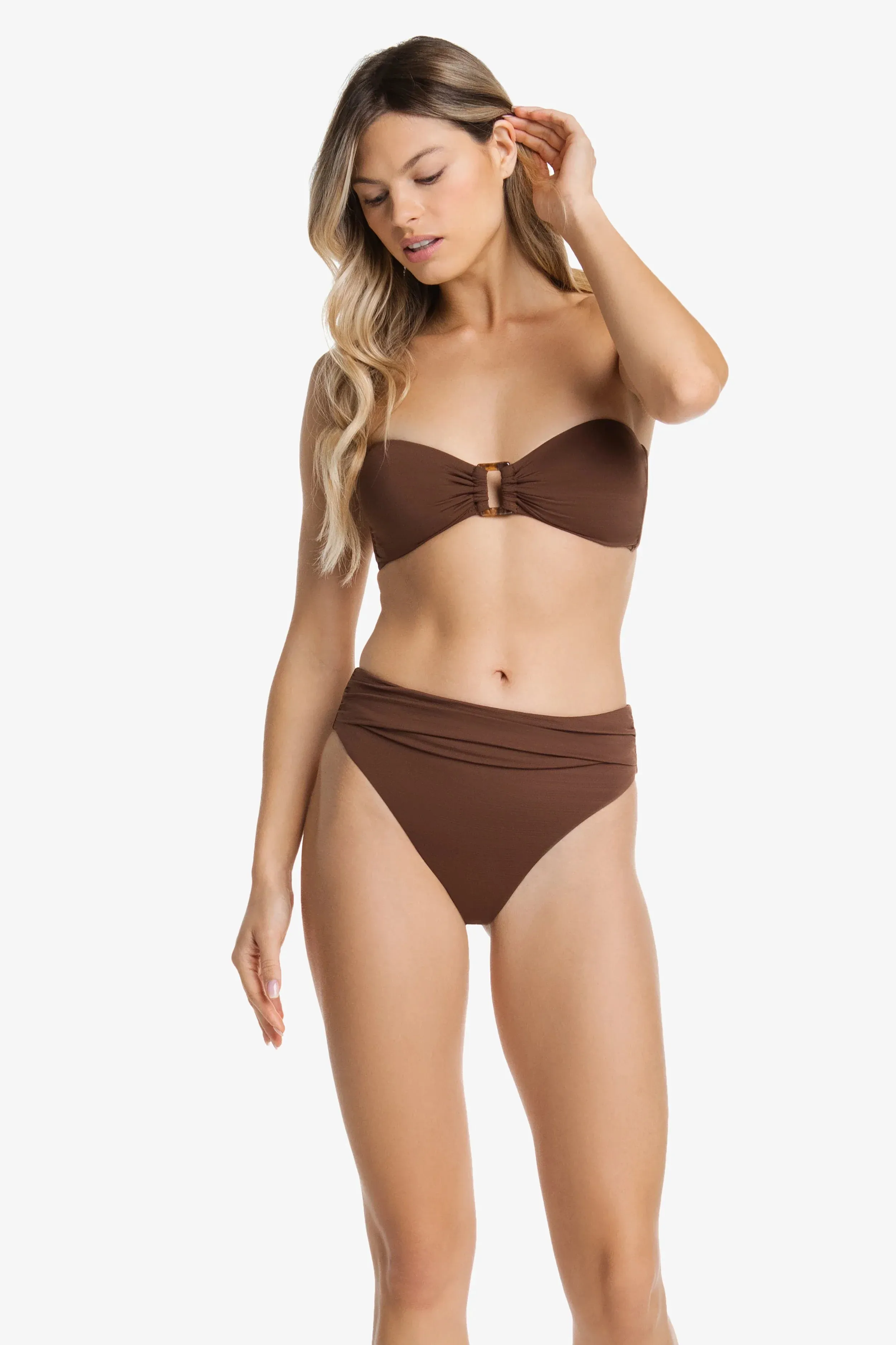 Hook Back Tortoise Bandeau  |  Textured Chocolate Brown