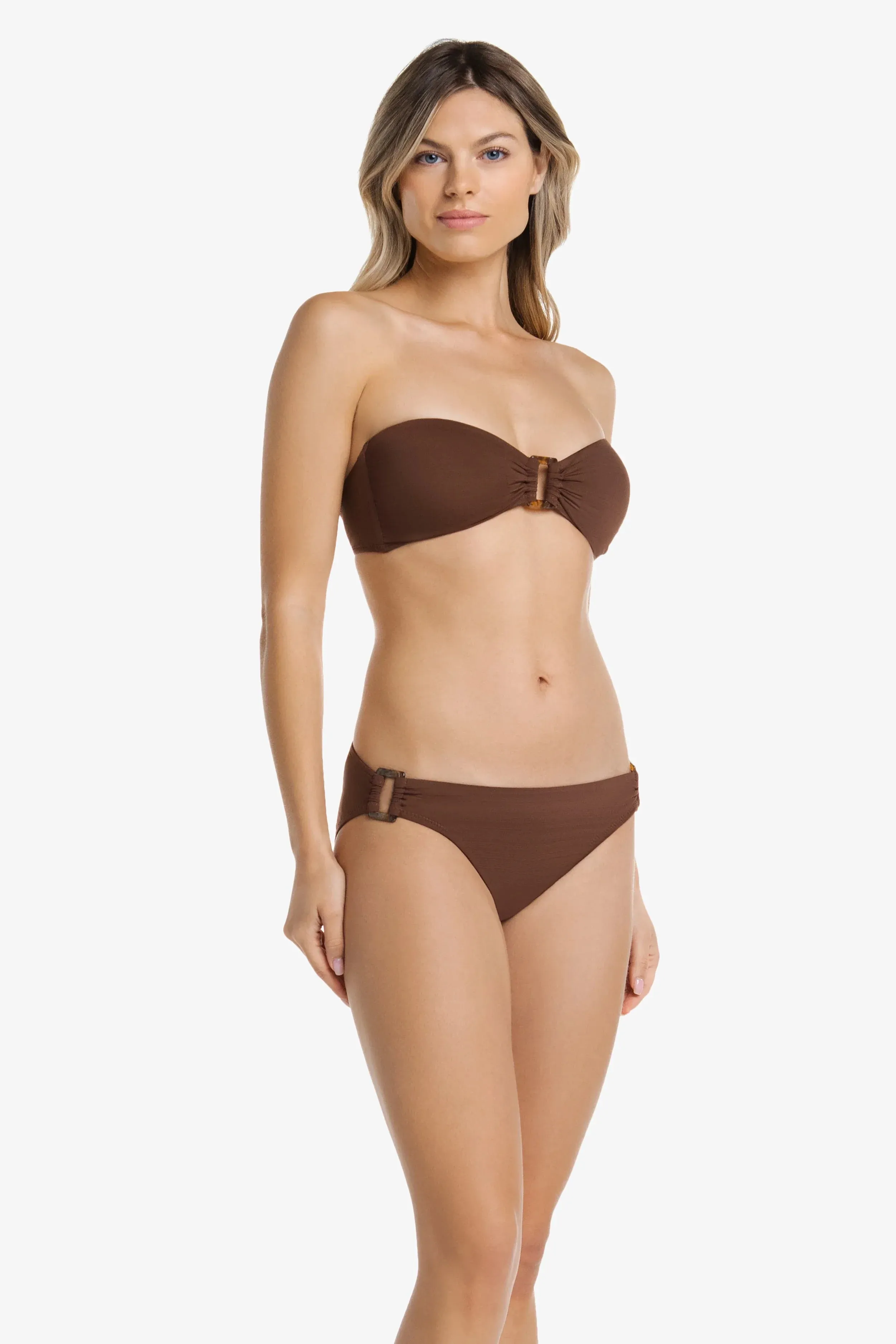 Hook Back Tortoise Bandeau  |  Textured Chocolate Brown