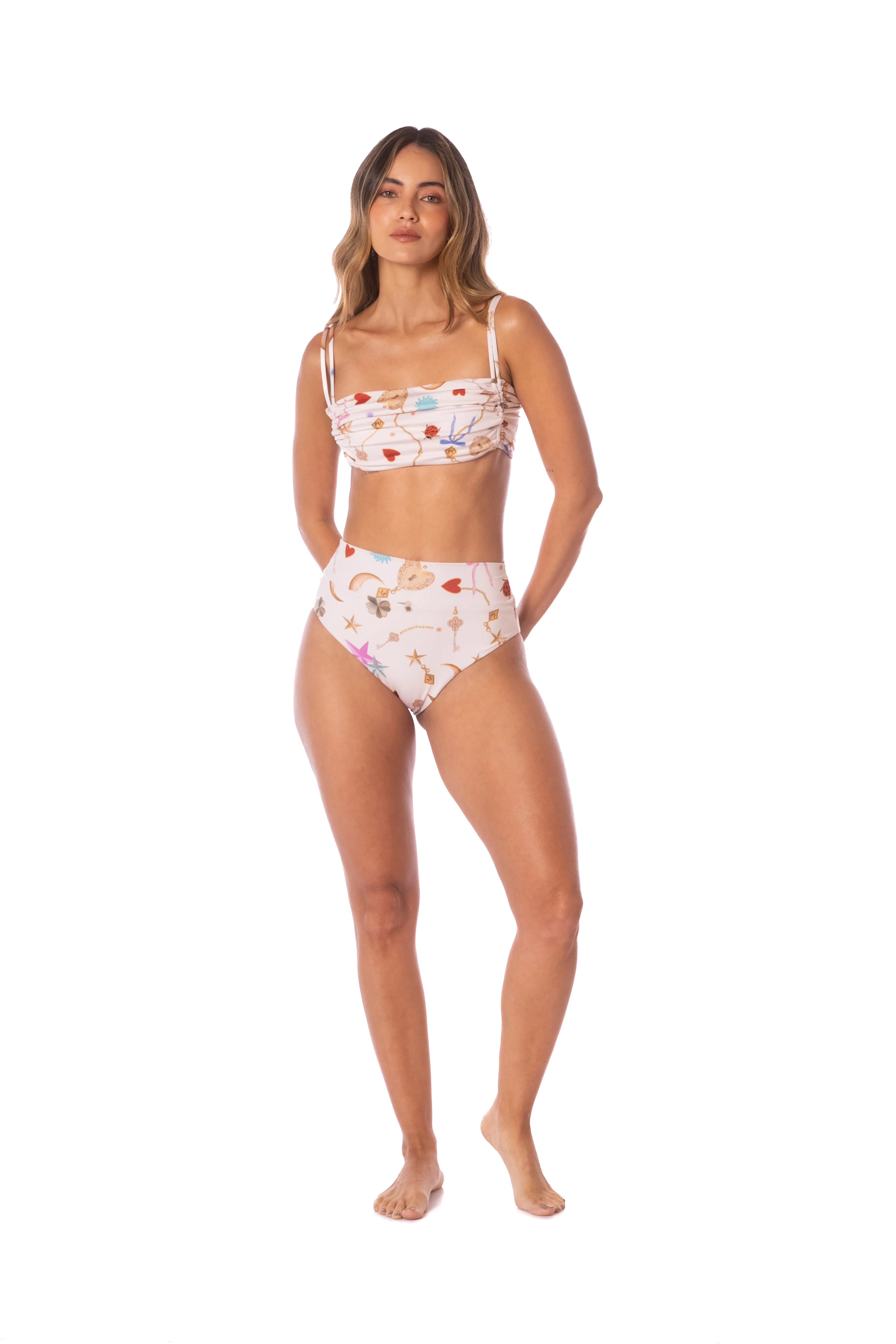 Lucky Charm Ruched Straight Bikini Top
