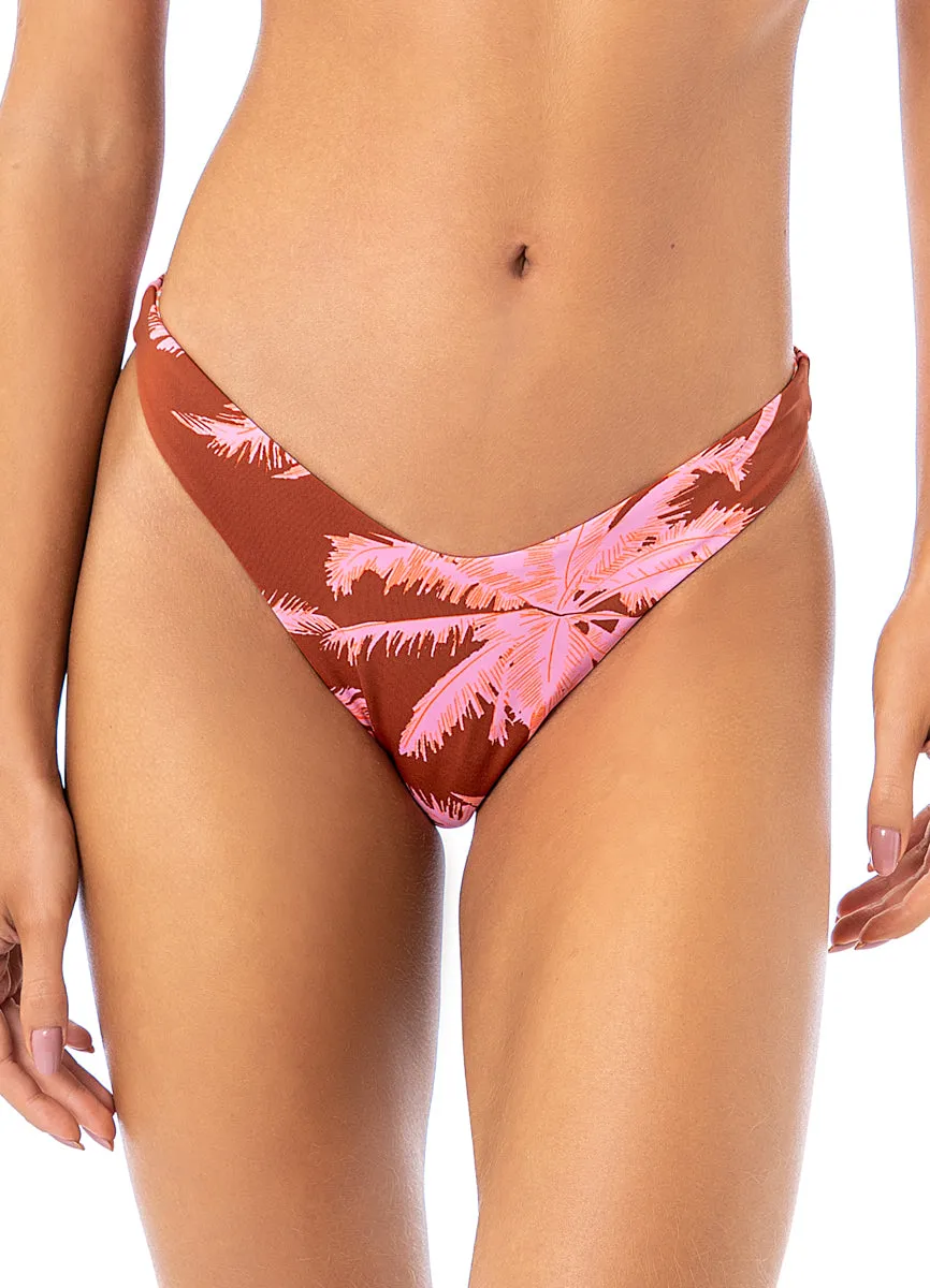 Maaji Darkred Palms Splendour High Leg Bikini Bottom
