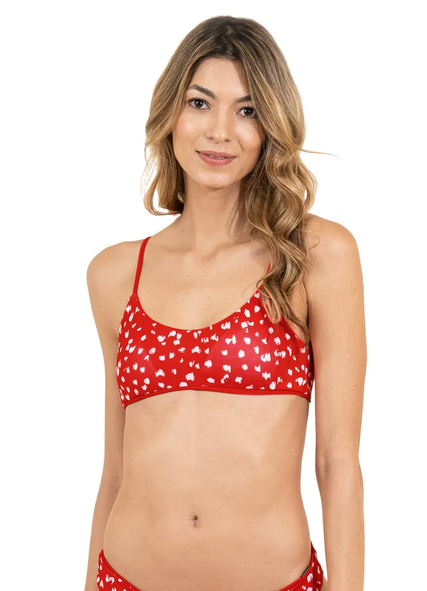 Maaji Red Camelia Lanai Sporty Bralette Bikini Top