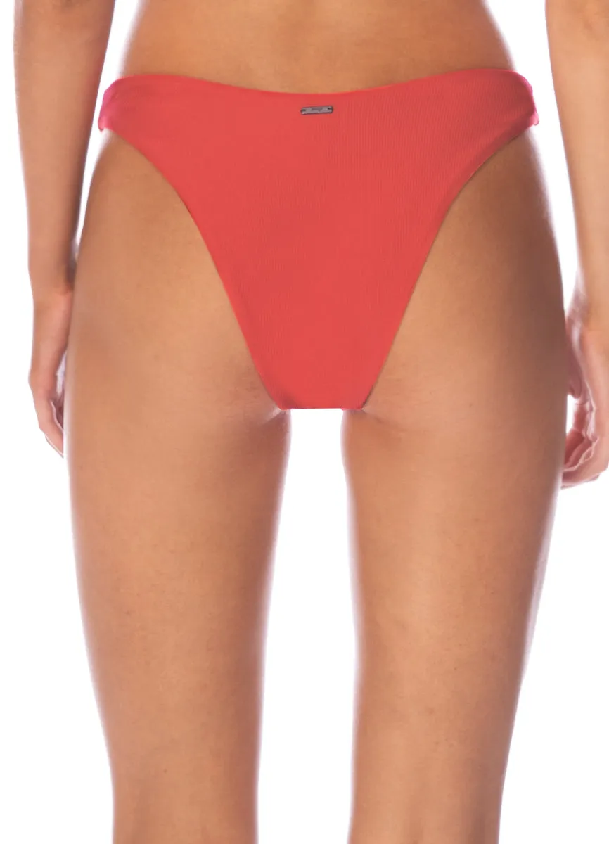 Maaji Red Camelia Splendour Regular Rise Thin Side Bikini Bottom