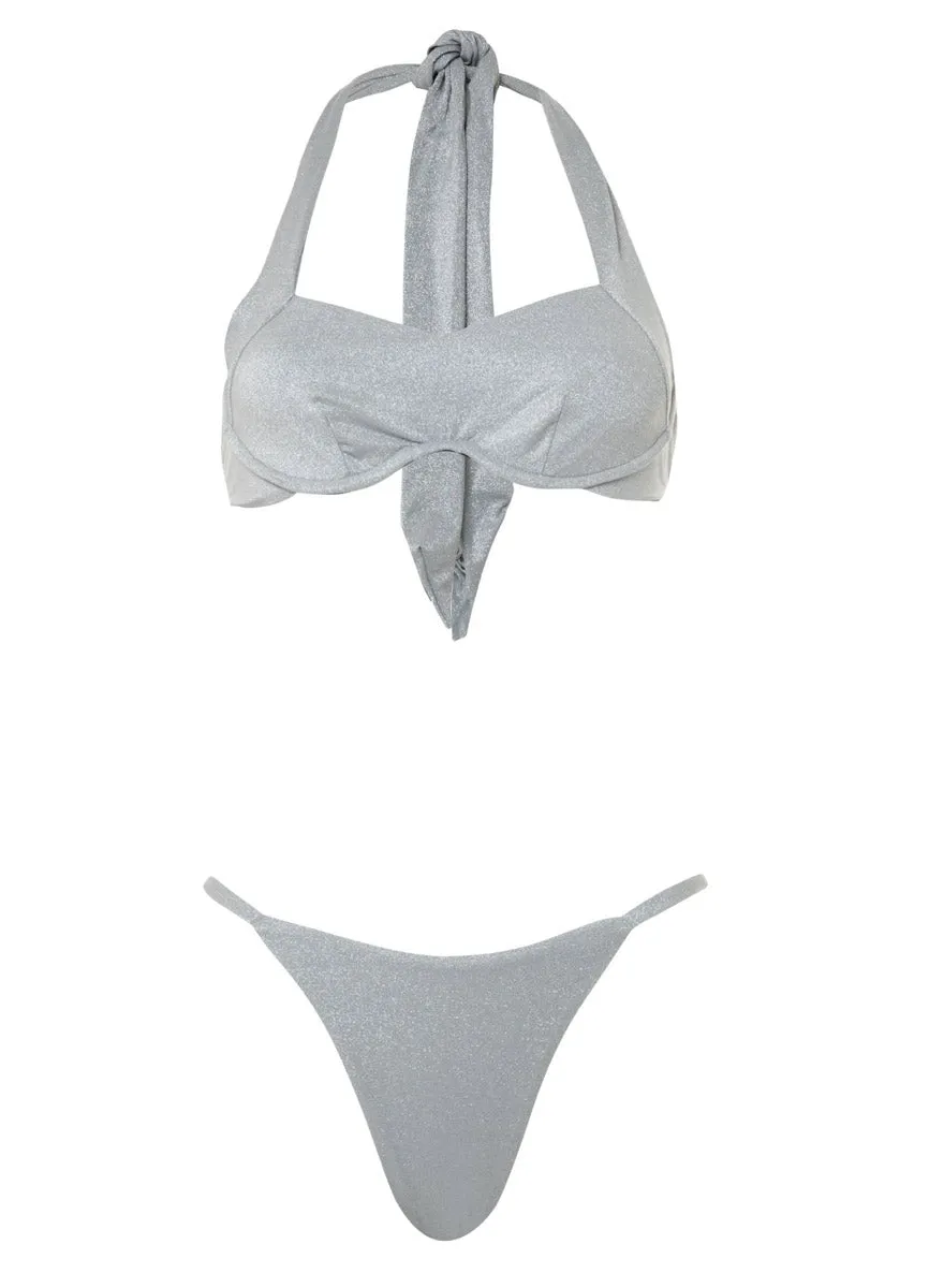 Maaji Silver Shine Micro Midi Single Strap Bikini Bottom