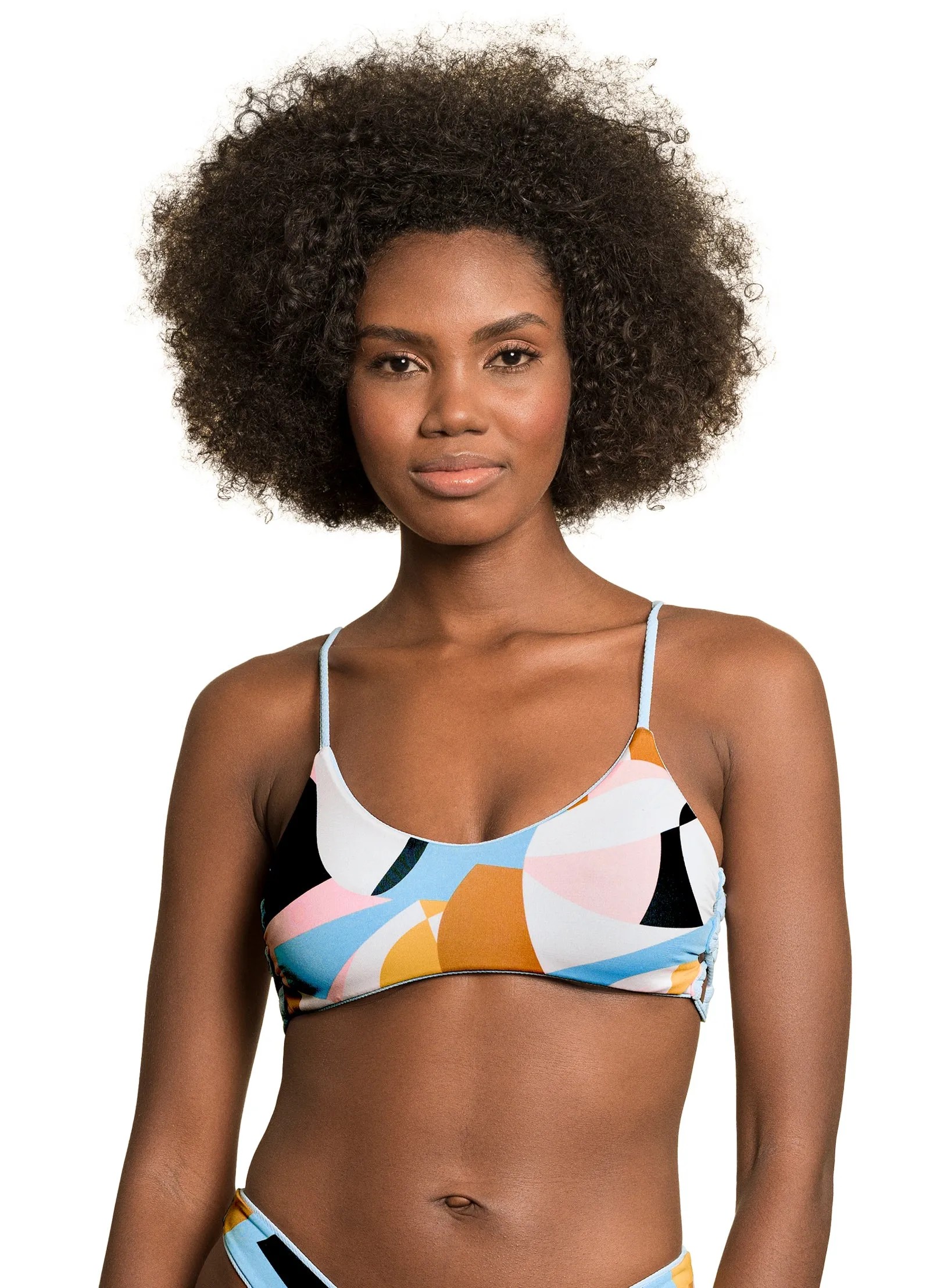 Maaji Stone Blue Gliter Sporty Bralette Bikini Top