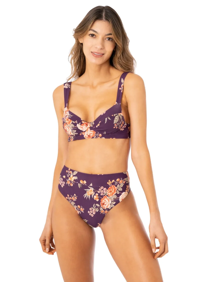 Maaji Vintage Flower Suzy Q High Rise/High Leg Bikini Bottom