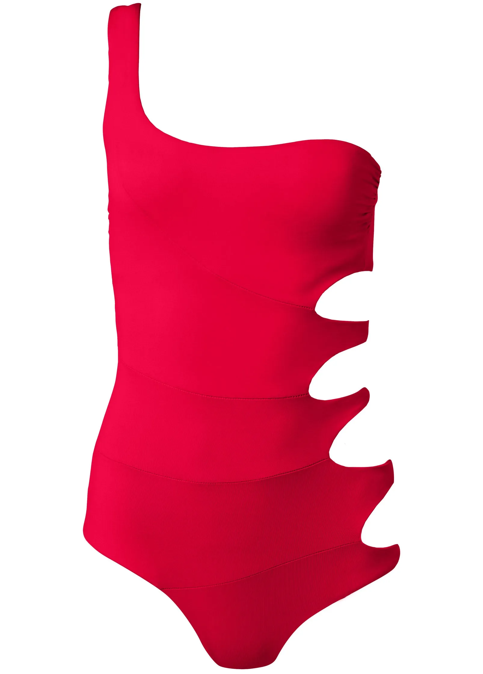 One-Shoulder Ring One-Piece - Red Hot