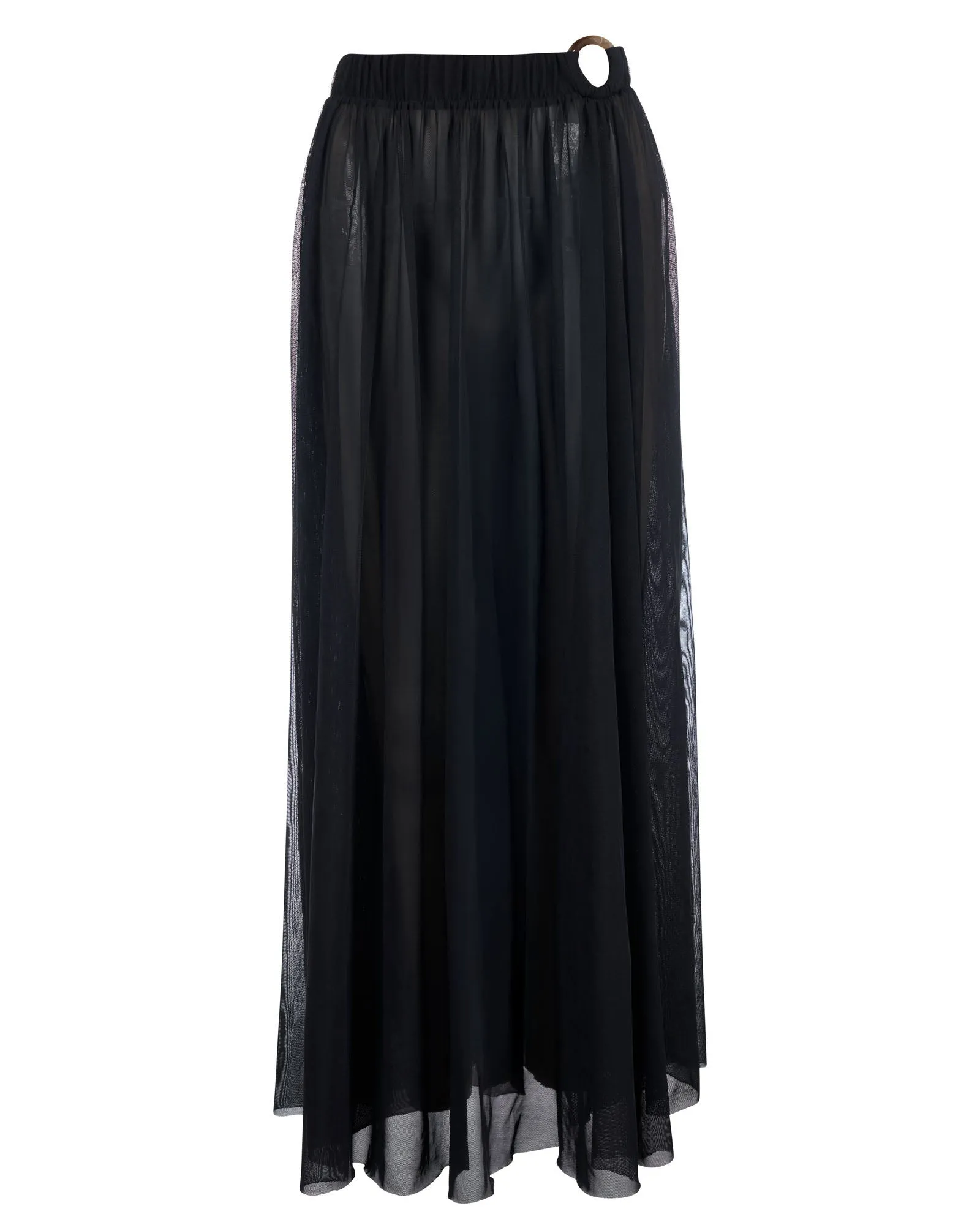Ringy Sheer Slit Skirty - Black