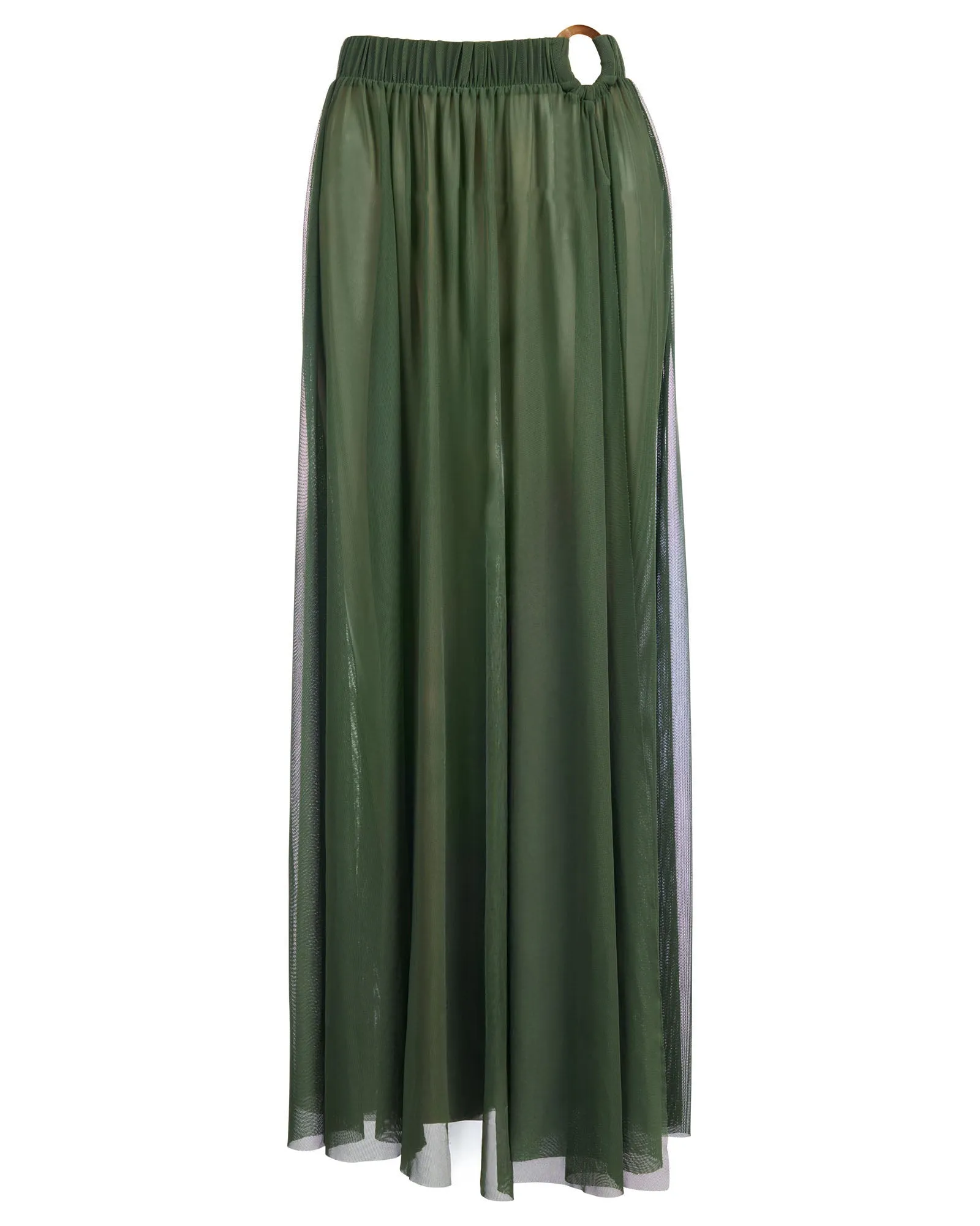 Ringy Sheer Slit Skirty - Martini Olive