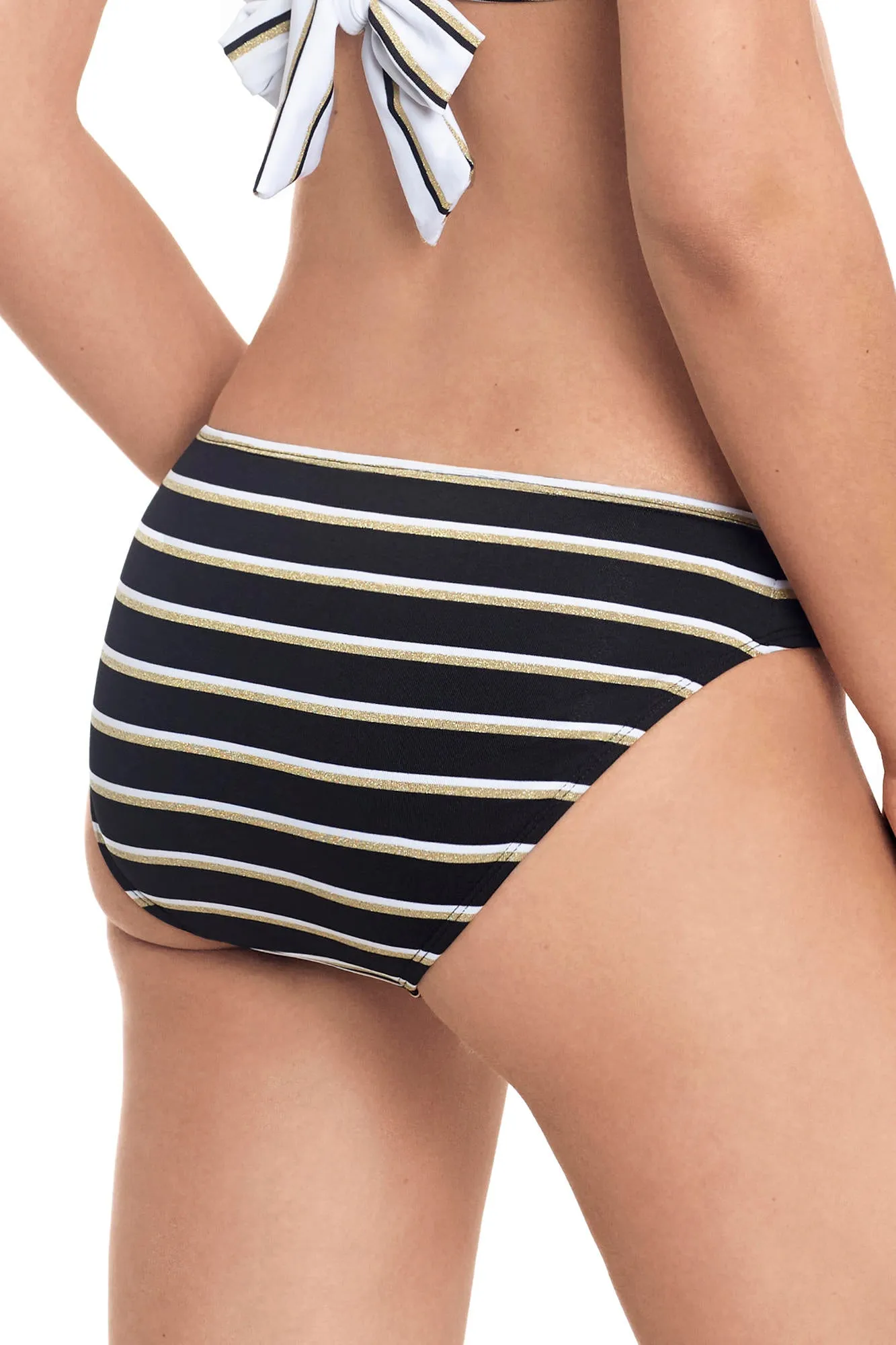 SALE Ralph Lauren Lurex Stripe Black Ring Front Hipster Bottom