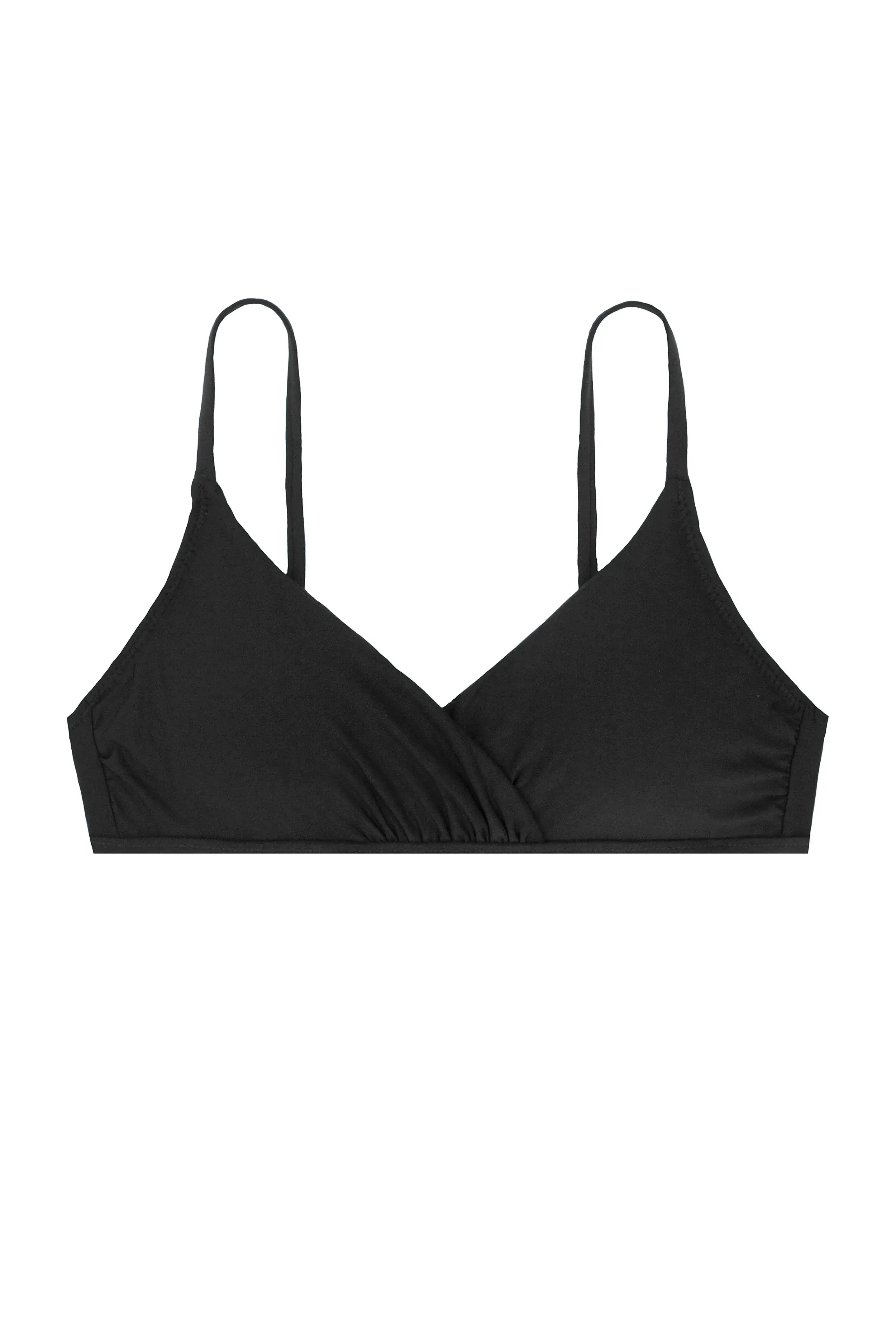 Shirred Crossover Bra  |  Black