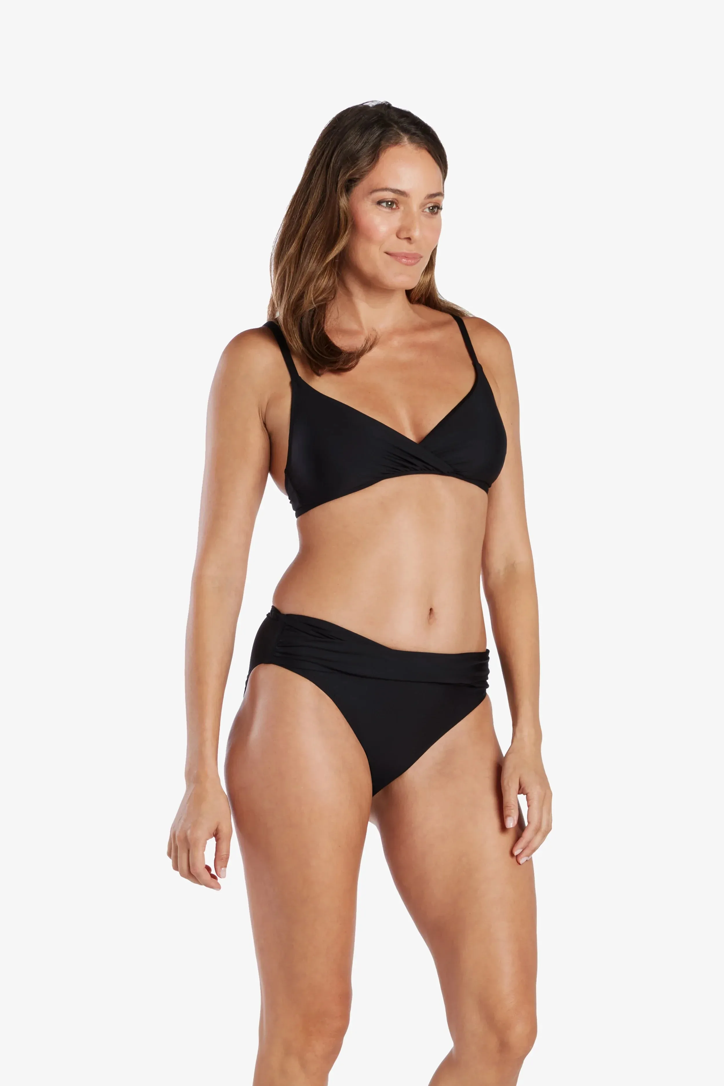 Shirred Crossover Bra  |  Black