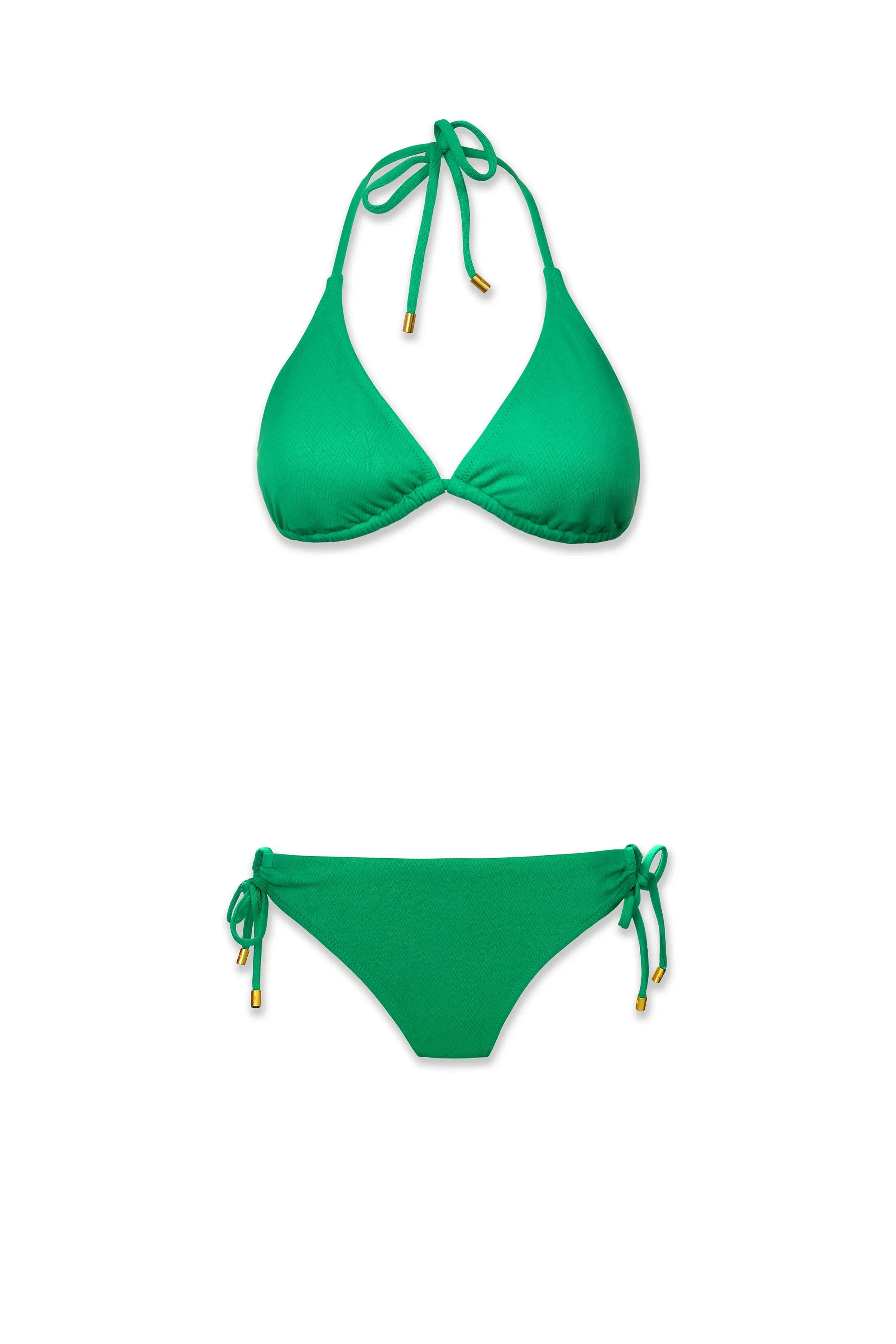 String Bikini Top  |  Chevron Textured Kelly Green
