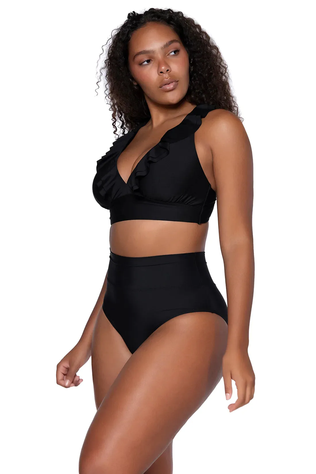 Sunsets Black Hannah High Waist Bottom