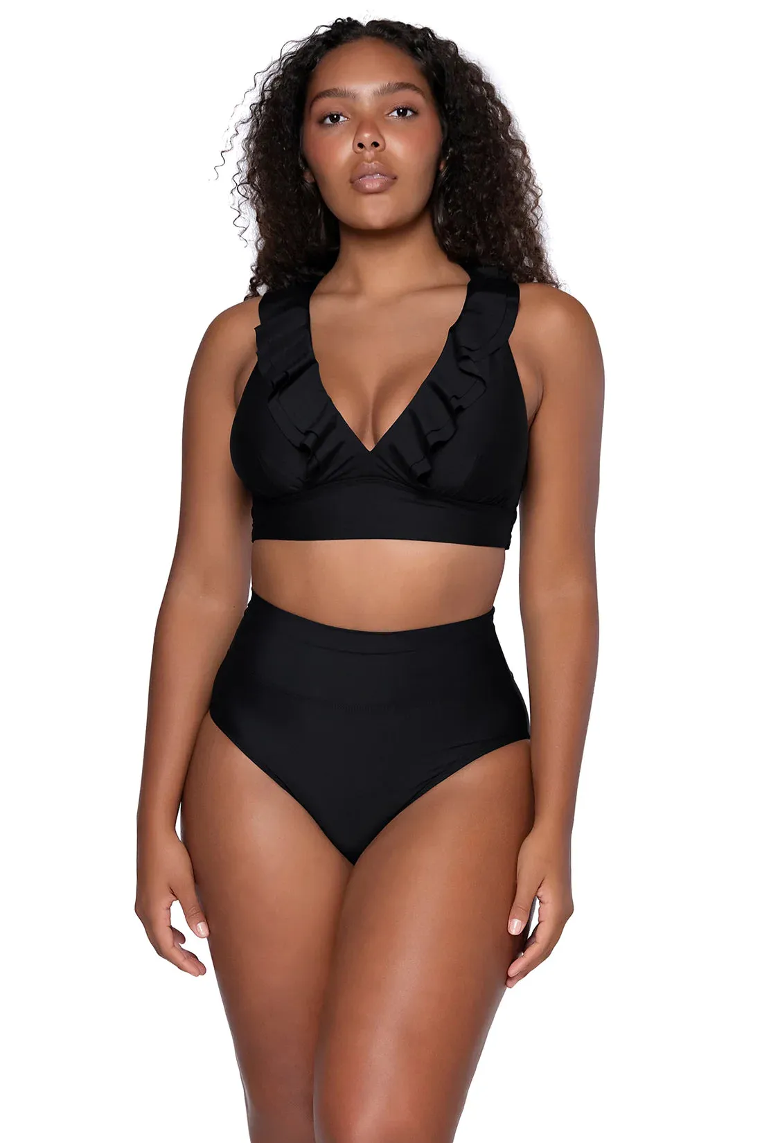 Sunsets Black Hannah High Waist Bottom