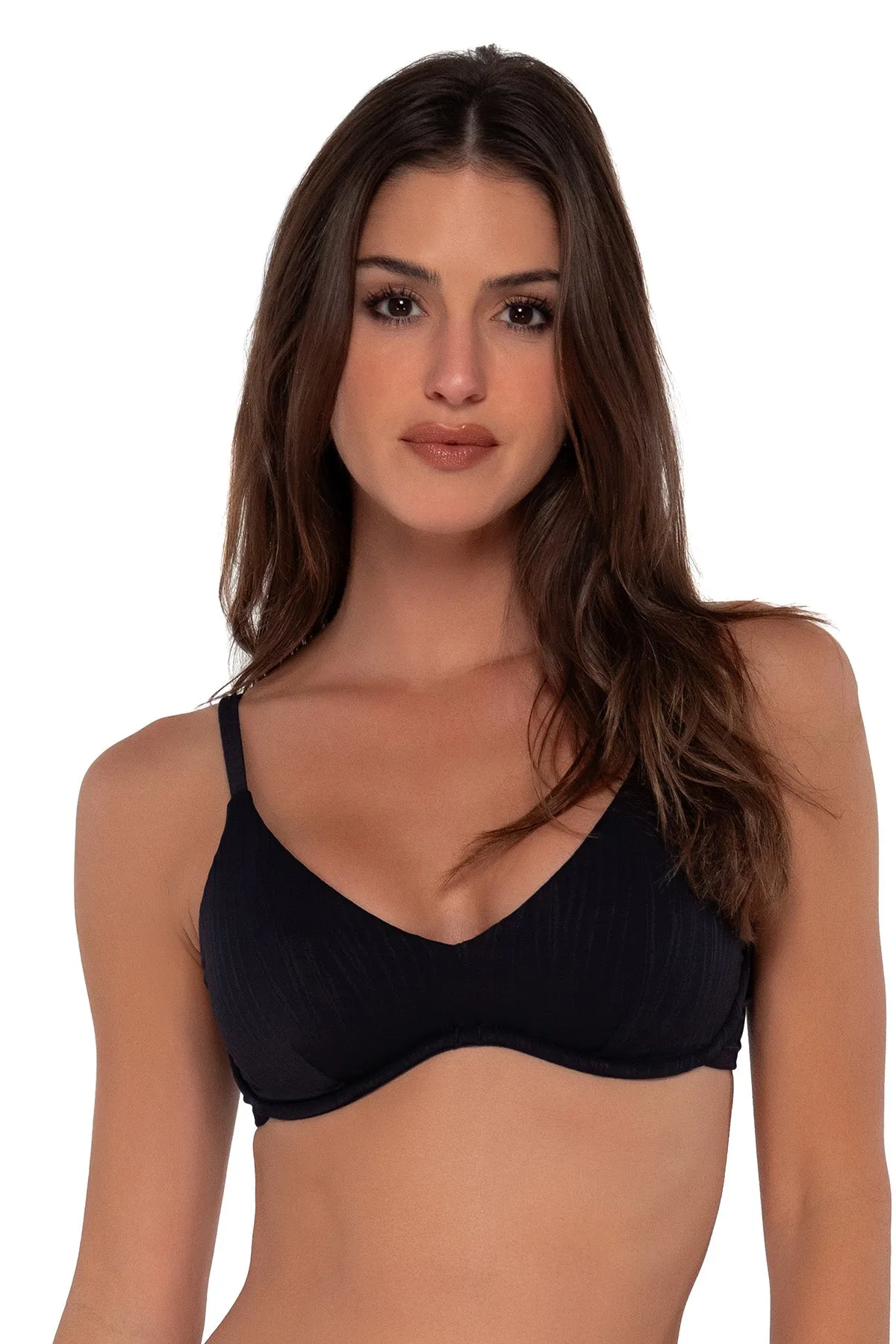 Sunsets Black Seagrass Texture Brooke U-Wire Top