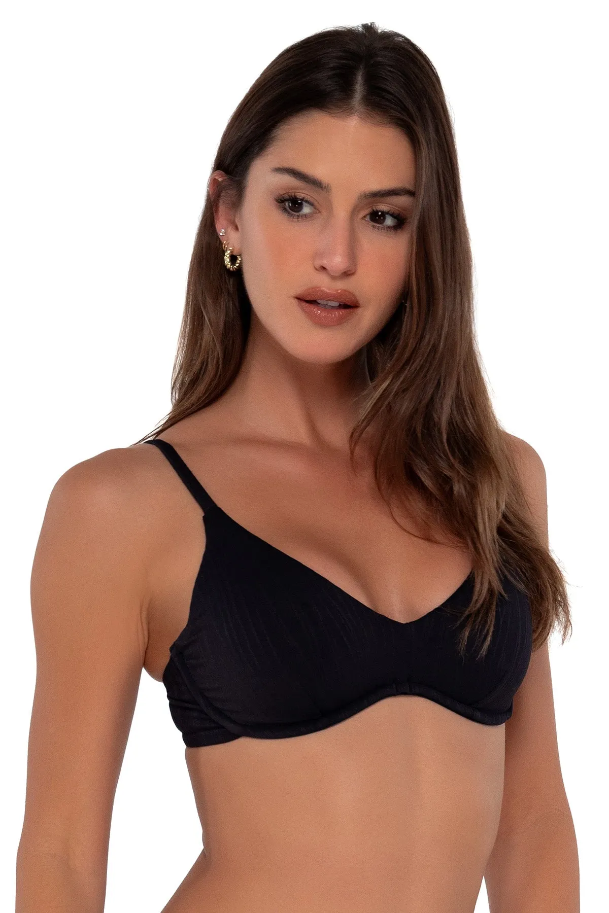 Sunsets Black Seagrass Texture Brooke U-Wire Top