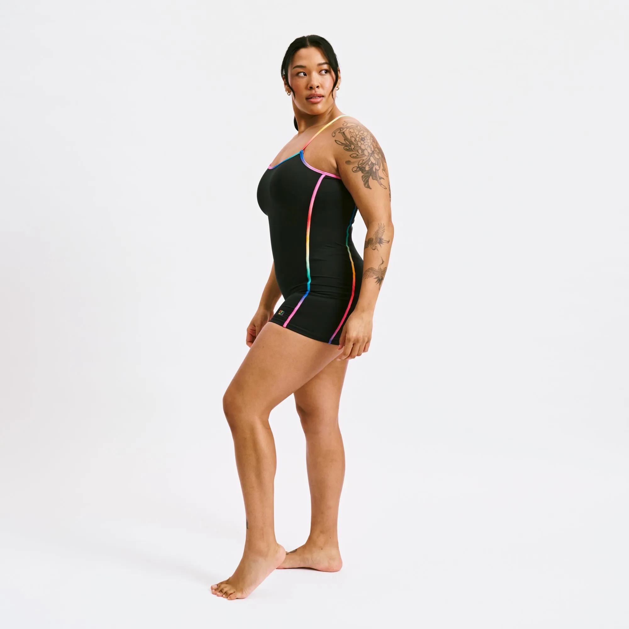 Swim 3.5" Skinny Strap Unisuit - Black Rainbow Ombre