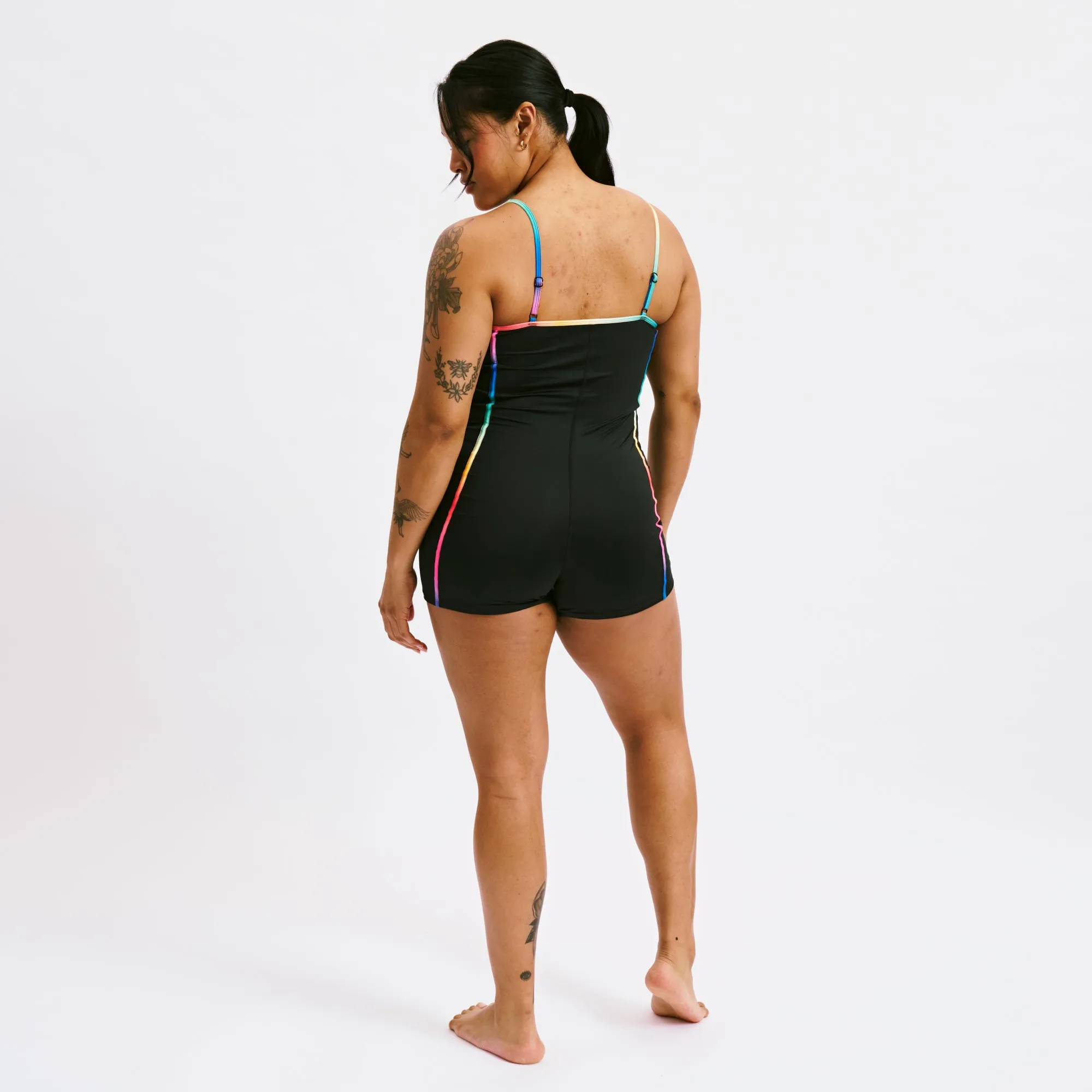 Swim 3.5" Skinny Strap Unisuit - Black Rainbow Ombre