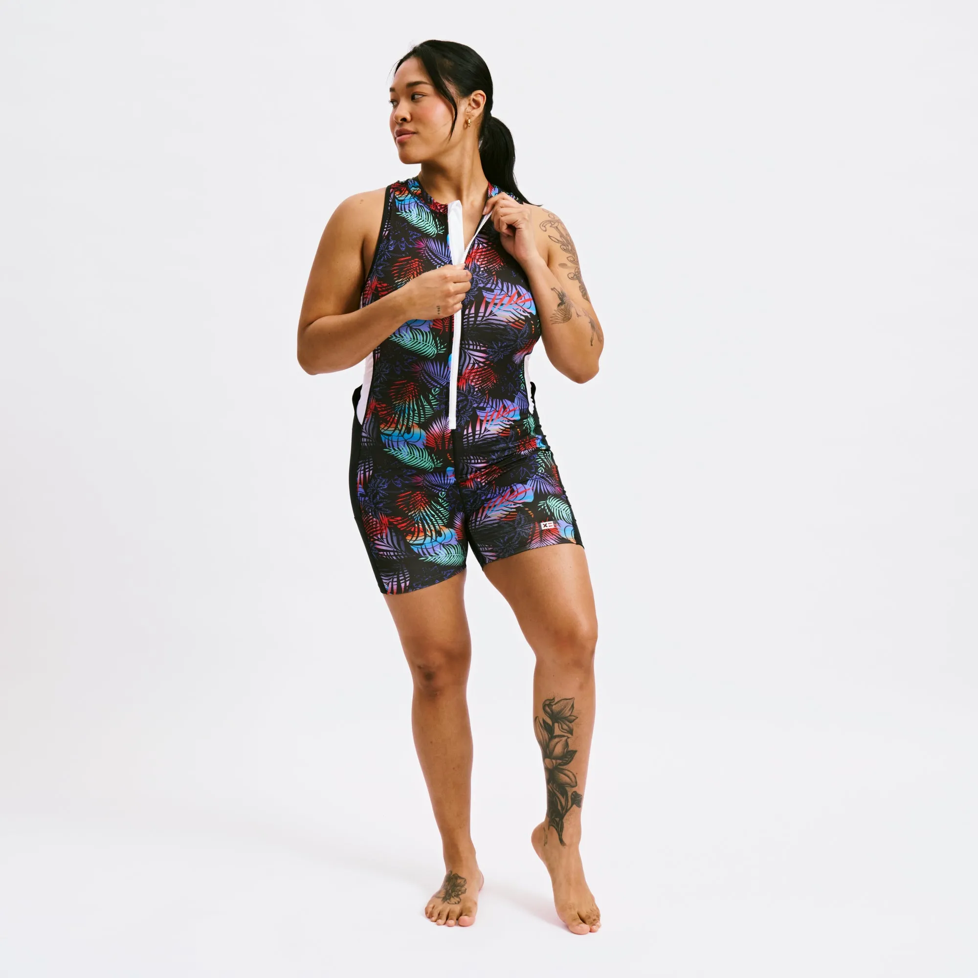 Swim 4.5" Zip Up Unisuit - Palm Dreams