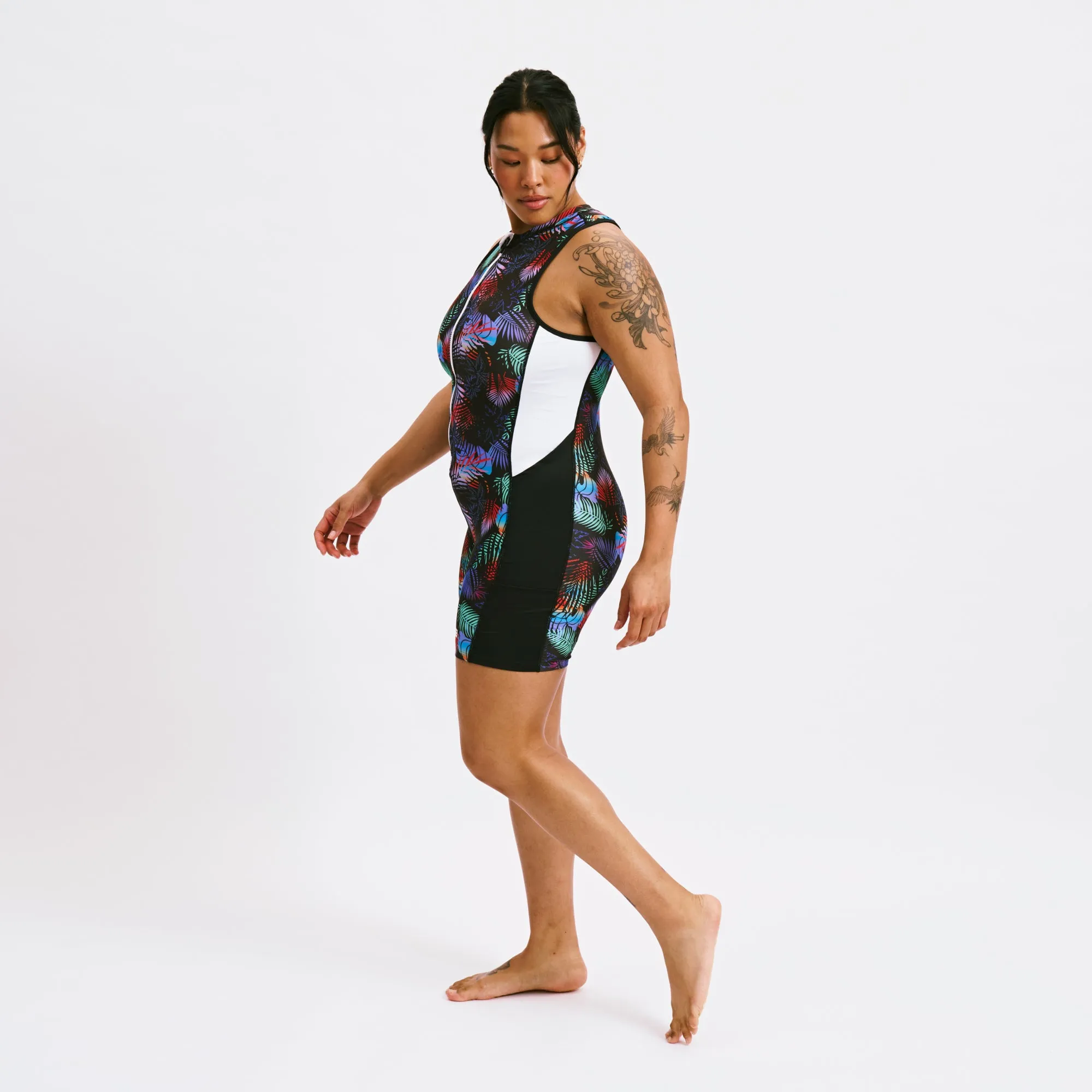 Swim 4.5" Zip Up Unisuit - Palm Dreams