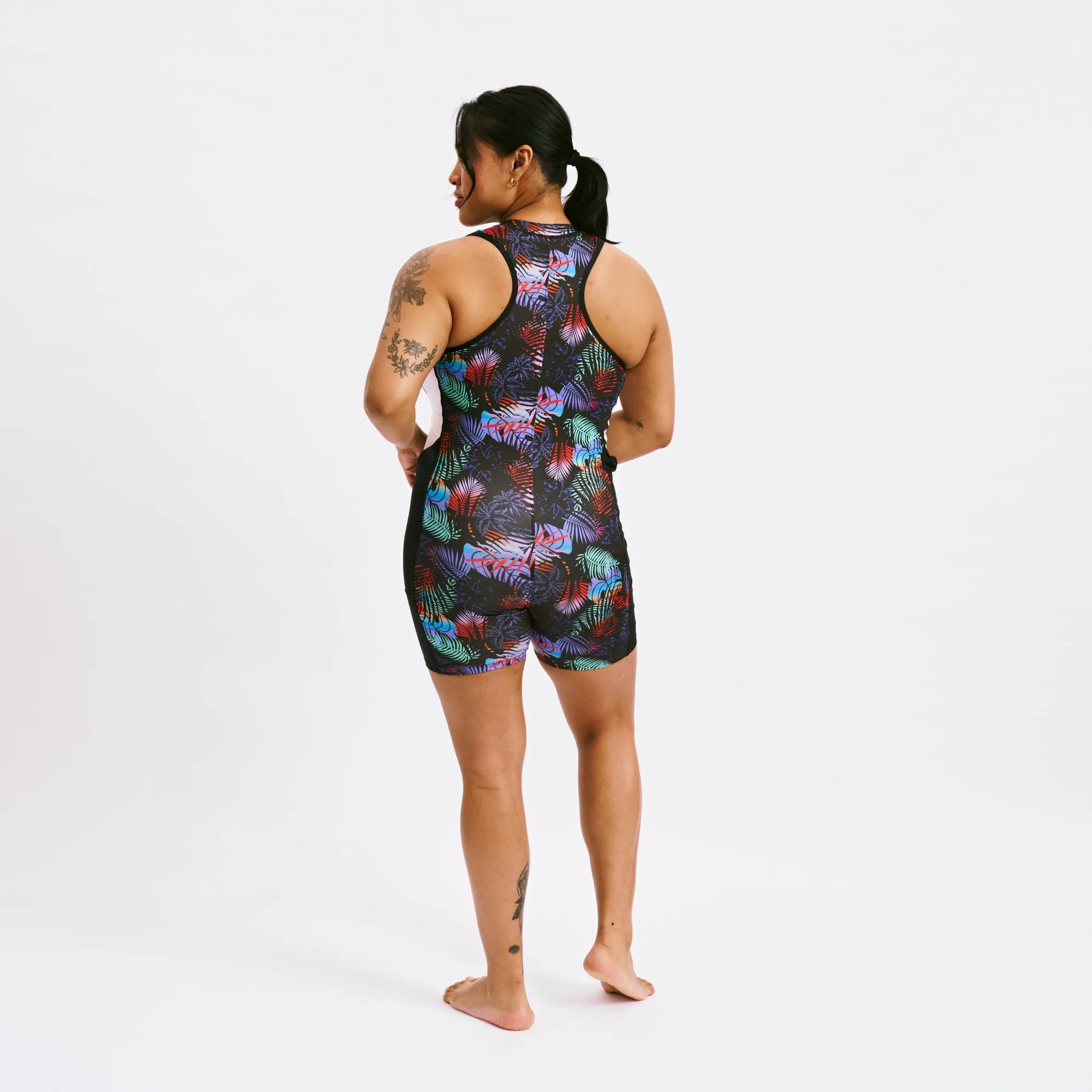 Swim 4.5" Zip Up Unisuit - Palm Dreams