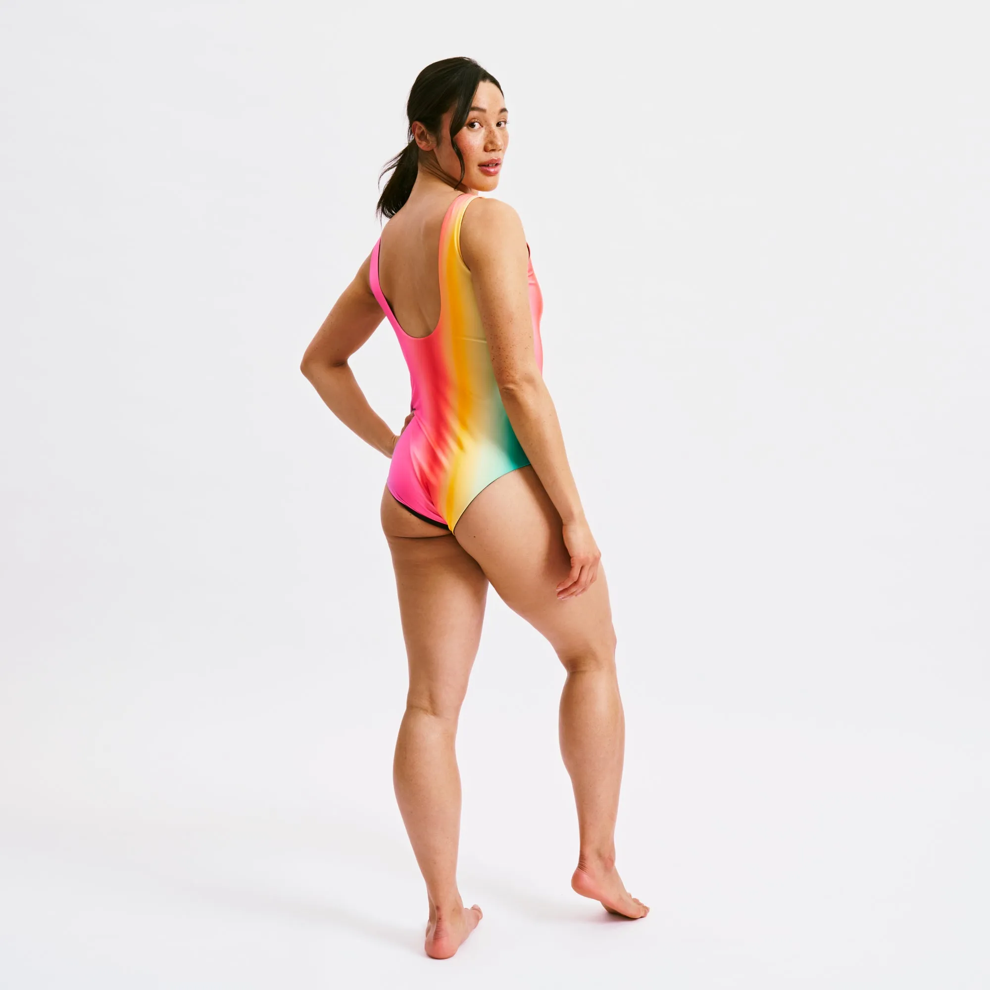 Swim Reversible One-Piece - Melting Rainbow