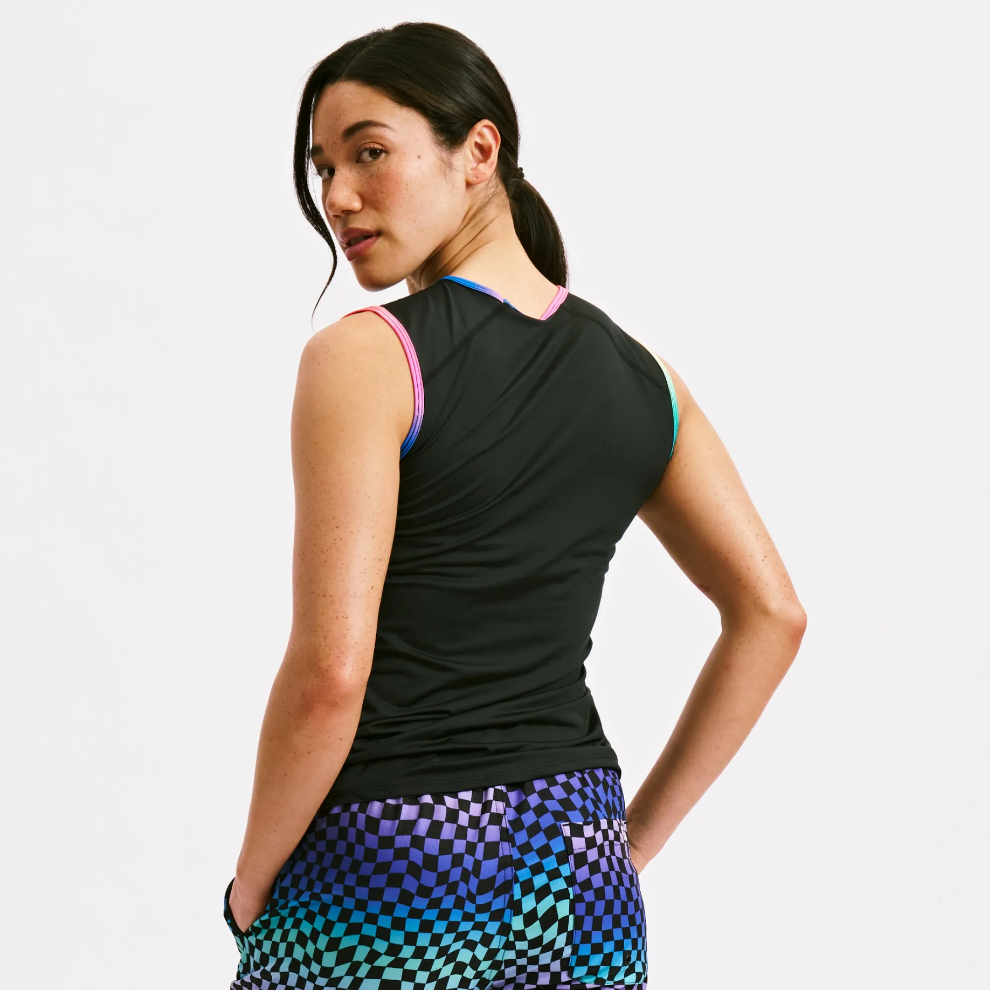 Swim Tank - Black Rainbow Ombre