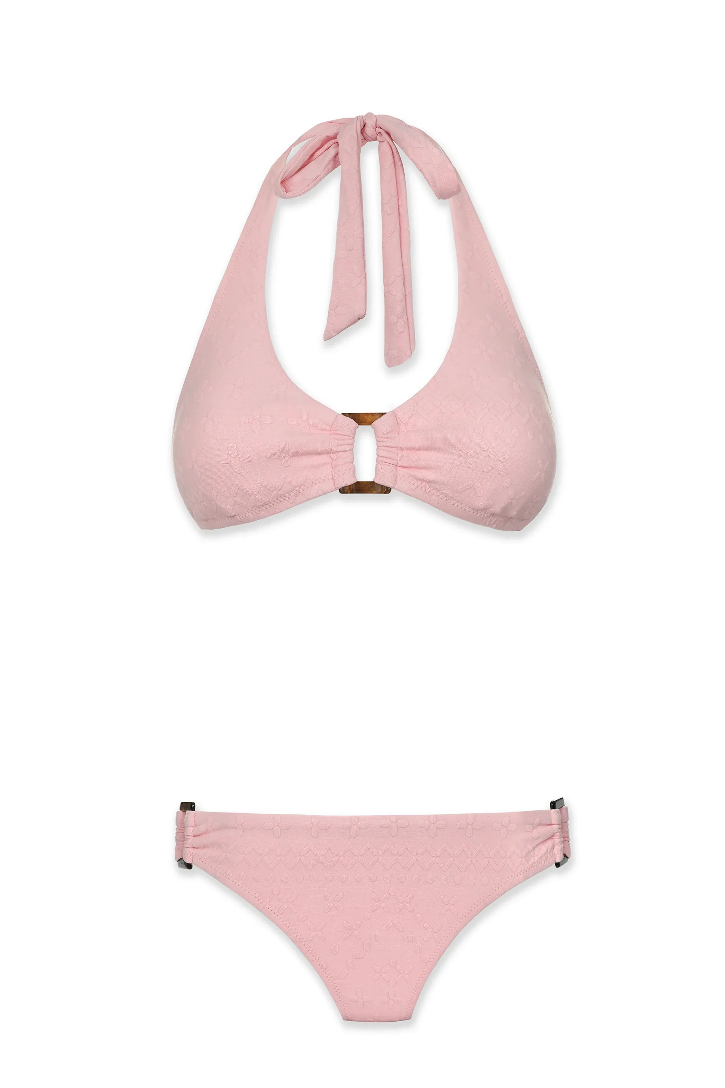 Tortoise Halter  |  Jacquard Textured Shell Pink