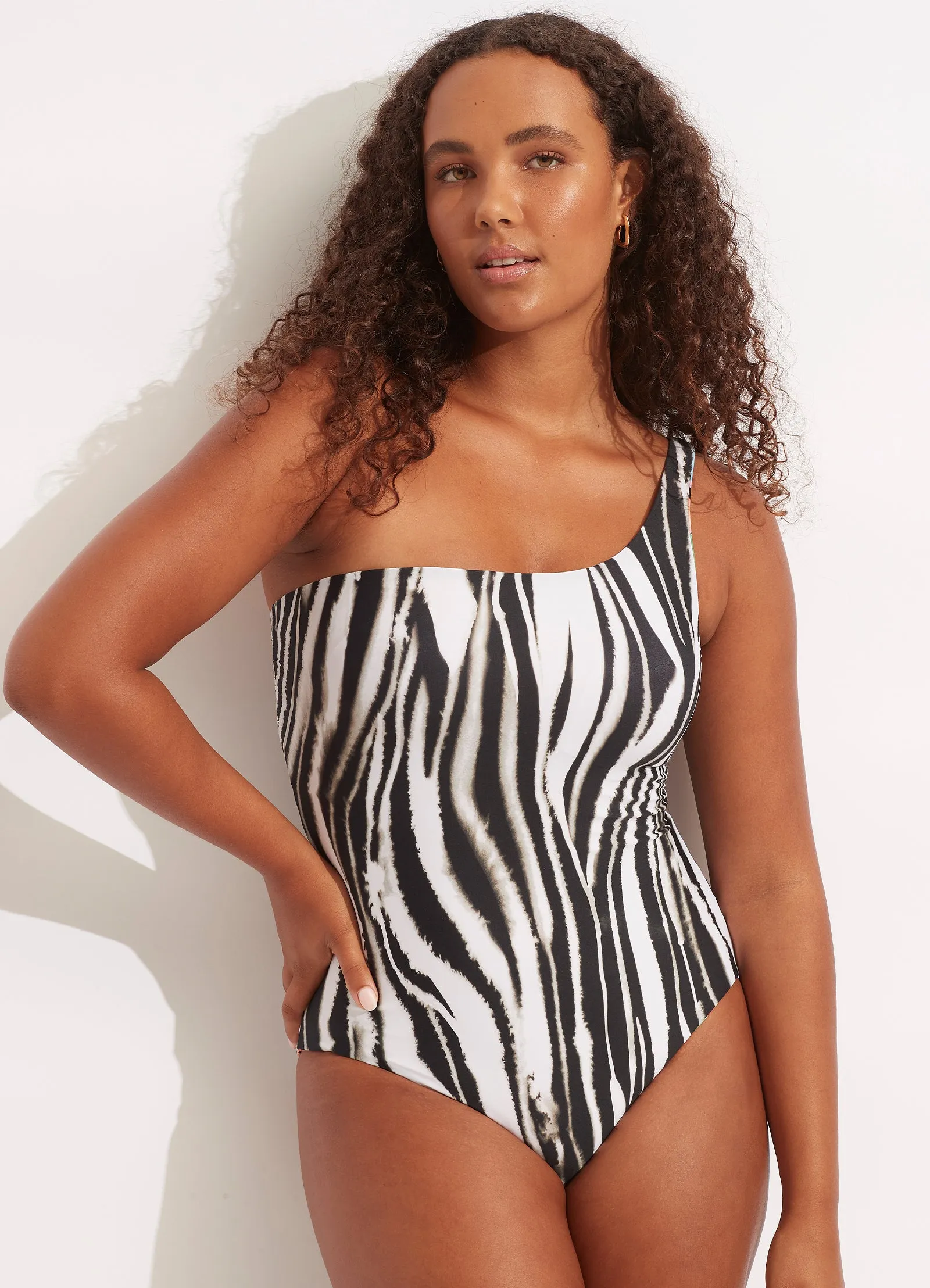 Tropfest Reversible One Shoulder One Piece - Aquamarine