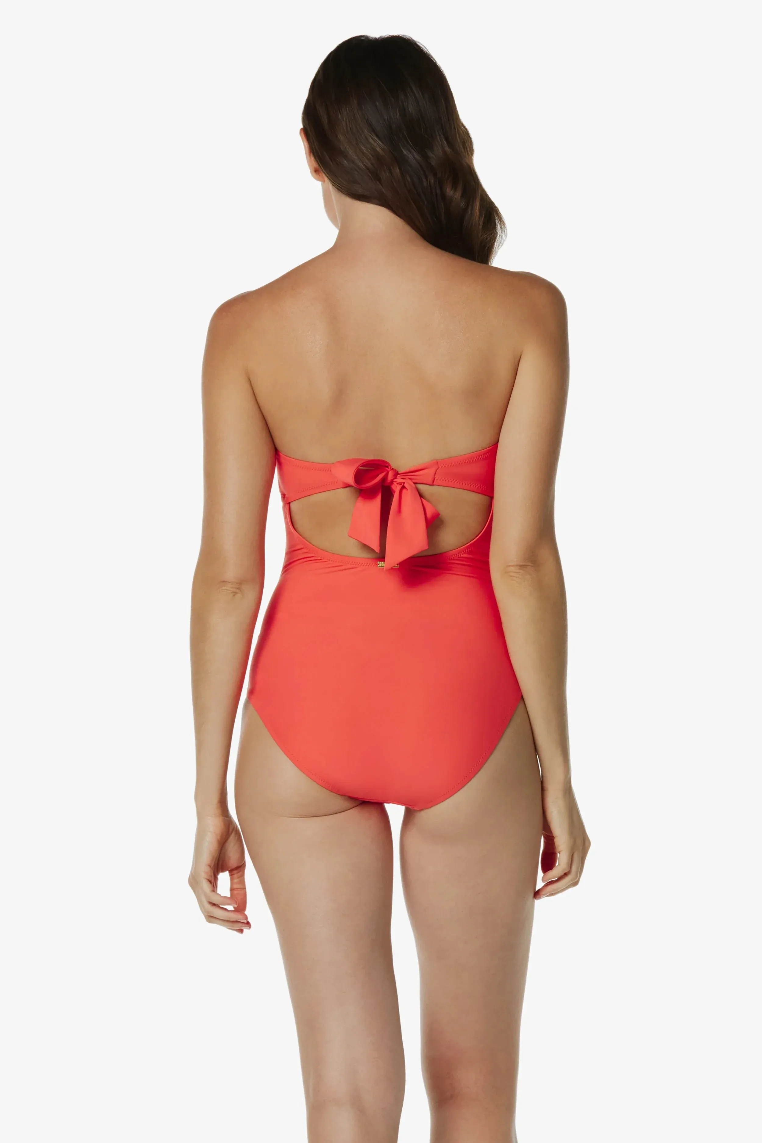 Twist Bandeau One-Piece  |  Coral
